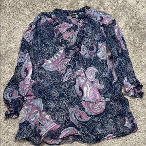 Lucky‎ Brand size small Women's Paisley Blouse - Blue and Pink
